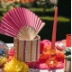2 BOUGIES FLAMBEAU ROSE FLUO