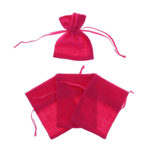 4 POCHONS COTON FROISSÉ FRAMBOISE