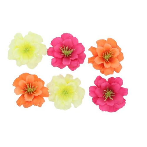 6 FLEURS DE CERISIER FRAMBOISE, ORANGE ET JAUNE