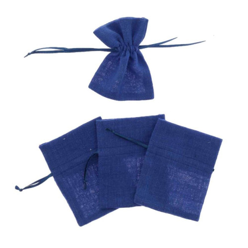 4 POCHONS COTON FROISSÉ INDIGO