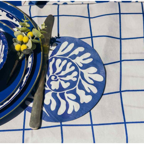 16 SERVIETTES RONDES AZUR ABSTRAIT