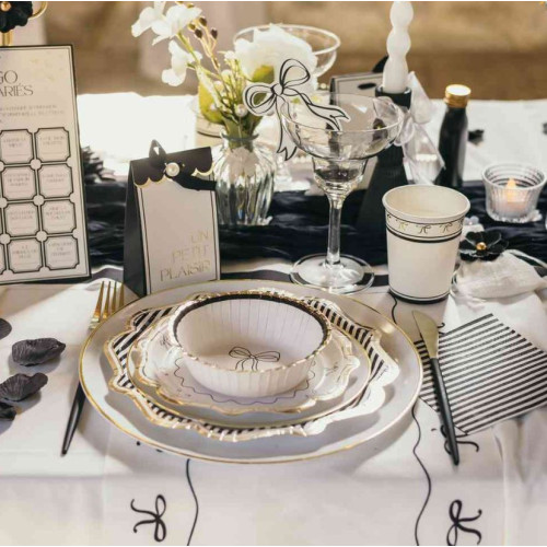 20 SERVIETTES COCKTAIL BLACK &amp; WHITE