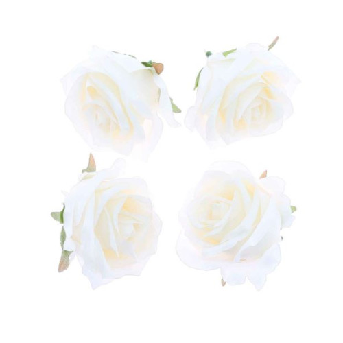 4 ROSES TISSU BLANC Ø6CM