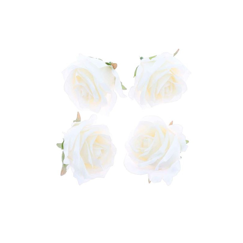 4 ROSES TISSU BLANC Ø6CM