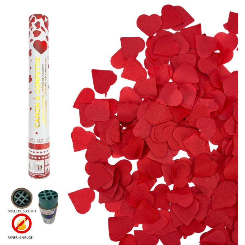 CANON CONFETTIS 40CM COEUR ROUGE