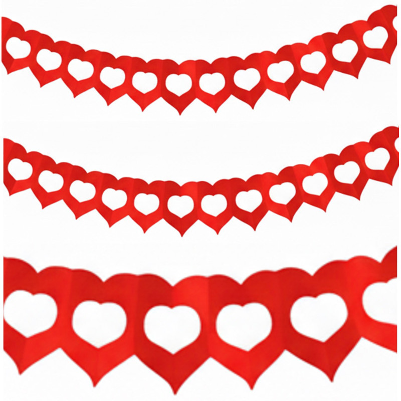 GUIRLANDE 2 COEURS 4M ROUGE