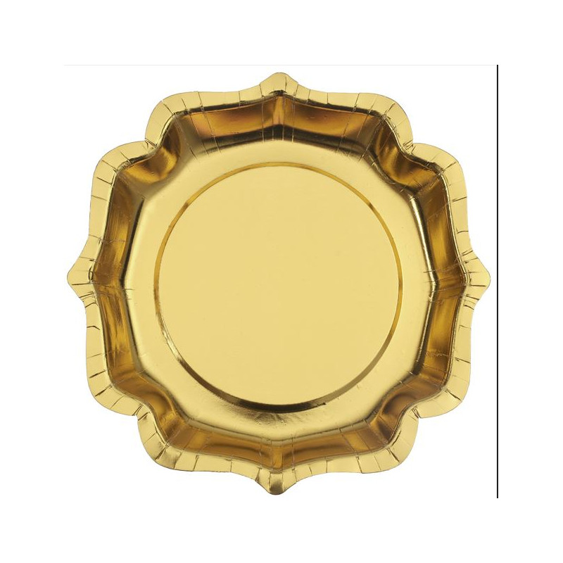 10 SOUS ASSIETTES FESTONNEE OR