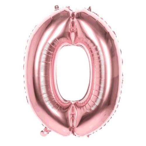 BALLON CHIFFRE 0 OR ROSE 86CM