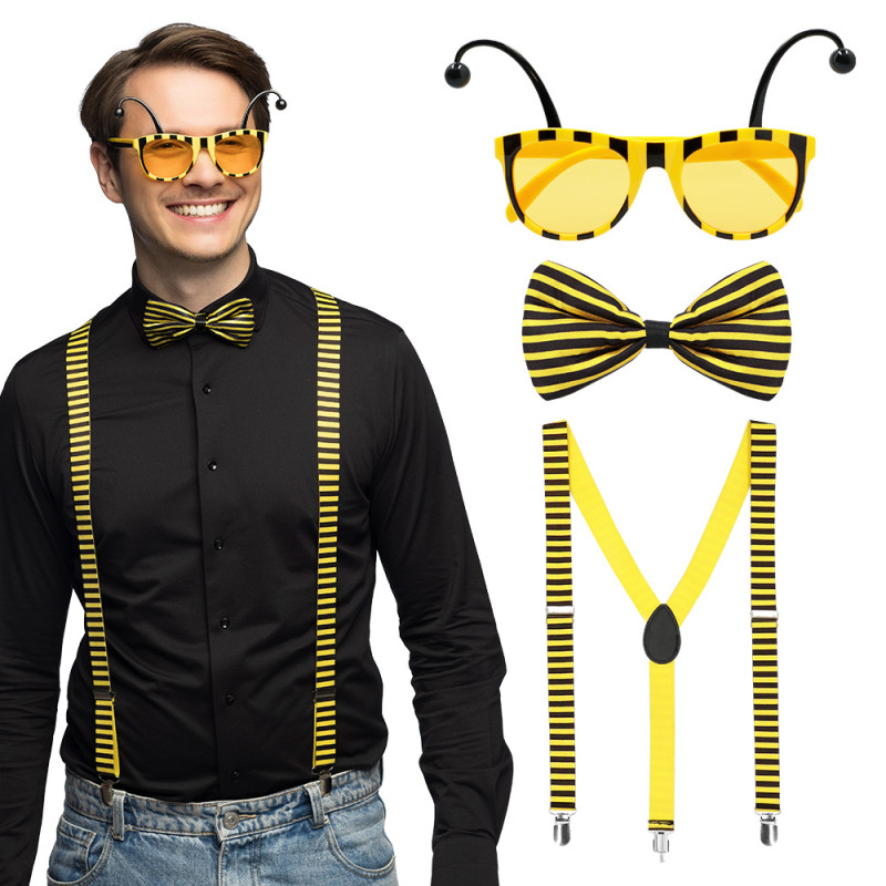 SET ABEILLE (BRETELLES, LUNETTE,NOEUDS PAPILLONS)