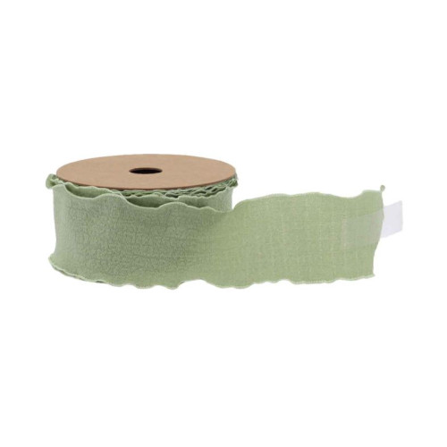 RUBAN BORDS ONDULÉS TISSU FROISSE VERT