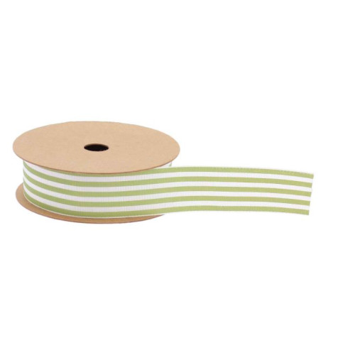 RUBAN RAYURES TISSU VERT PISTACHE