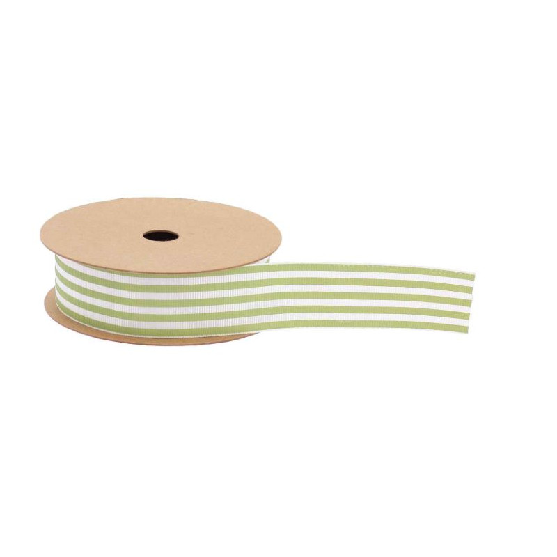 RUBAN RAYURES TISSU VERT PISTACHE