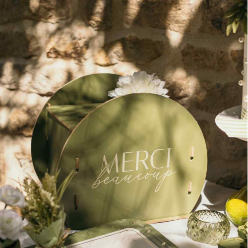 URNE RONDE "MERCI BEAUCOUP" VERT