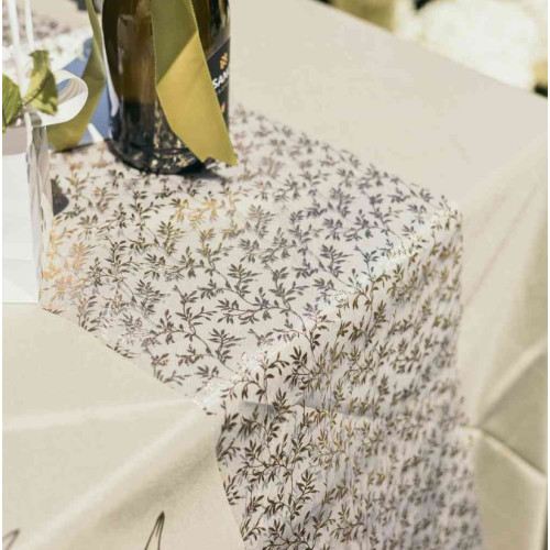 CH.TABLE FEUILLAGE ORGANZA OR