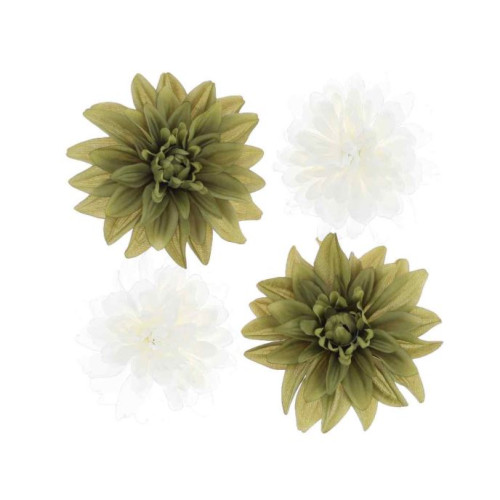 4 FLEURS DE DAHLIA PISTACHE/CREME