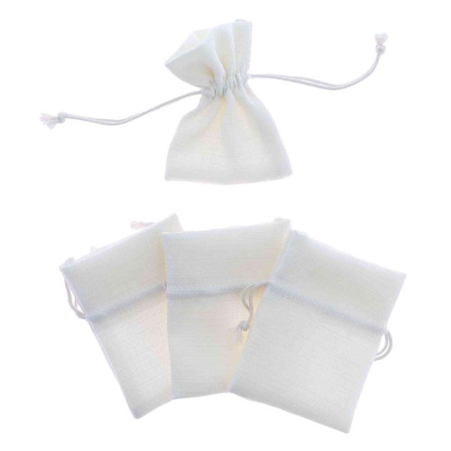 4 POCHONS TISSU EFFET LIN IVOIRE
