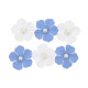 6 FLEURS PAPIER BLEU ET PERLES