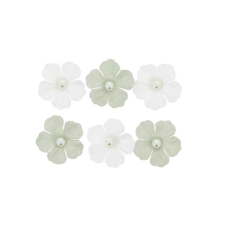 6 FLEURS PAPIER VERT DE GRIS