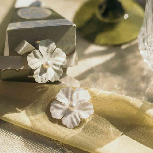 6 FLEURS PAPIER VERT DE GRIS