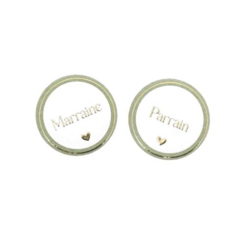 2 BADGES PARRAIN ET MARRAINE VERT SAUGES