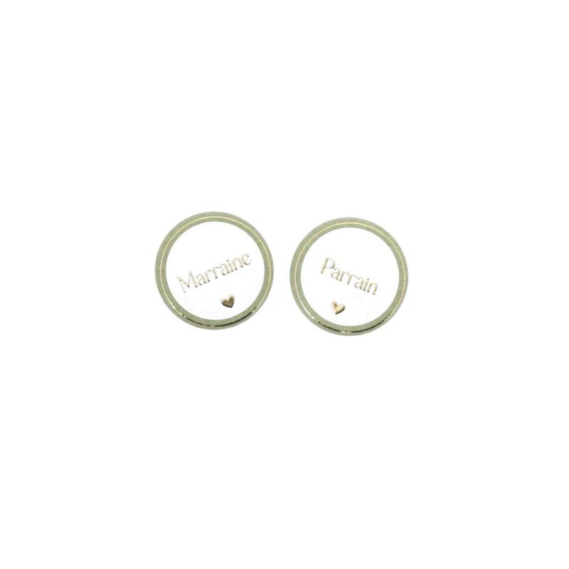 2 BADGES PARRAIN ET MARRAINE VERT SAUGES