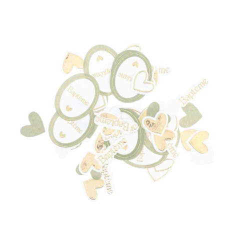 100 CONFETTIS BAPTEME VERT DE GRIS