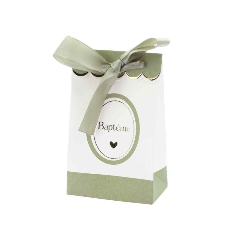 10 SACHETS BAPTEME VERT/BLANC
