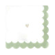 16 SERV.PETITS COEURS PANIER BLANC,VERT