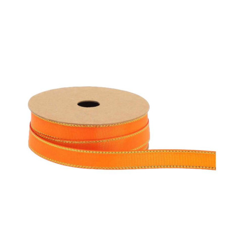 RUBAN TISSU ORANGE ET LISERE OR