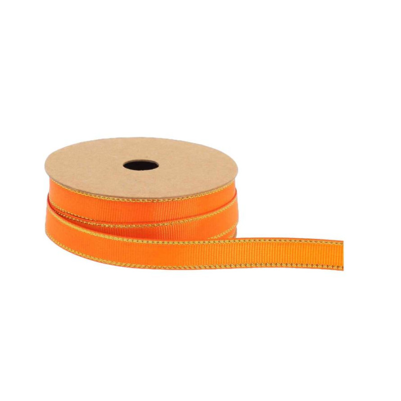 RUBAN TISSU ORANGE ET LISERE OR