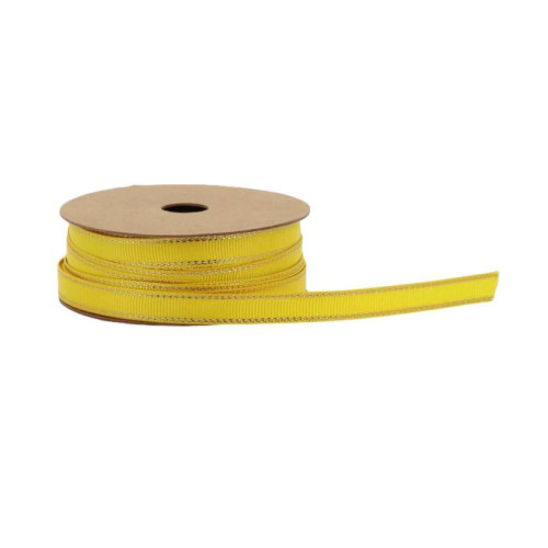 RUBAN TISSU CITRON ET LISERE OR