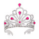 DIADEME ARGENT PIERRES ROSES