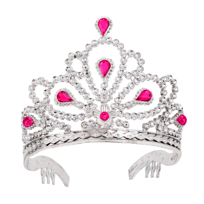 DIADEME ARGENT PIERRES ROSES