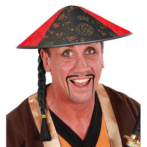 CHAPEAU CHINOIS AVEC NATTE