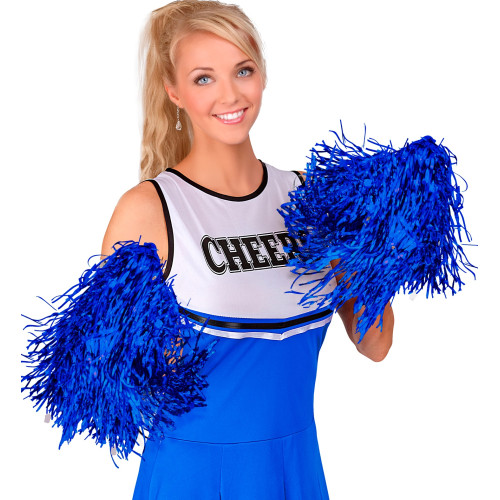 SET DE 2 POM POM BLEU METALLISE