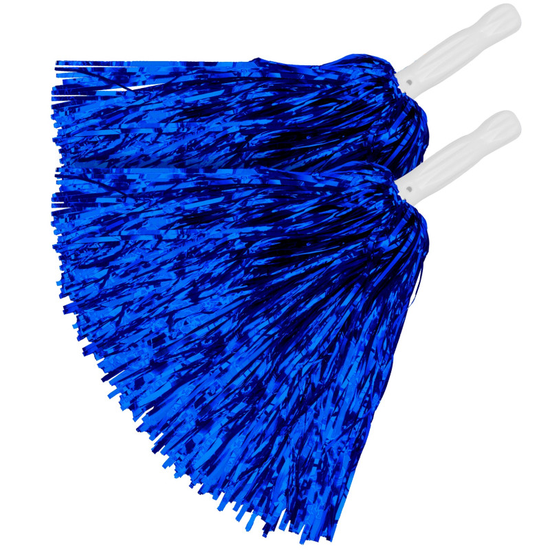 SET DE 2 POM POM BLEU METALLISE