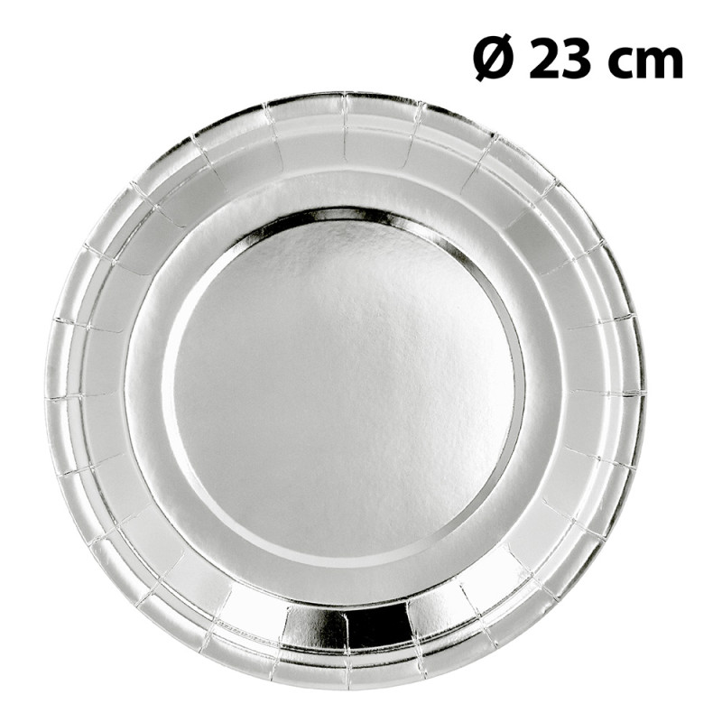 SET 6 ASSIETTES CARTON ARGENT
