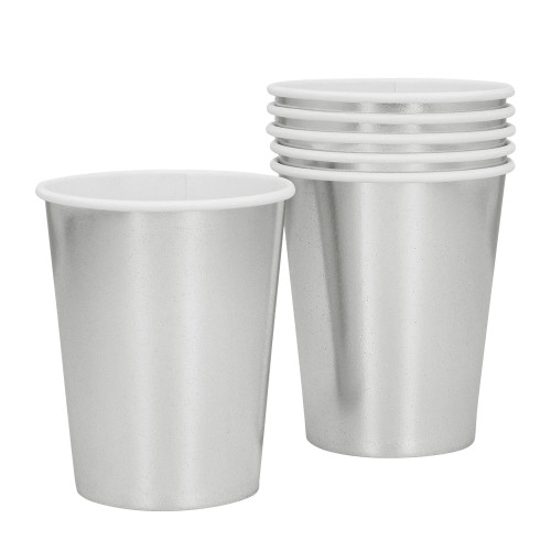 6 GOBELETS CARTON ARGENT