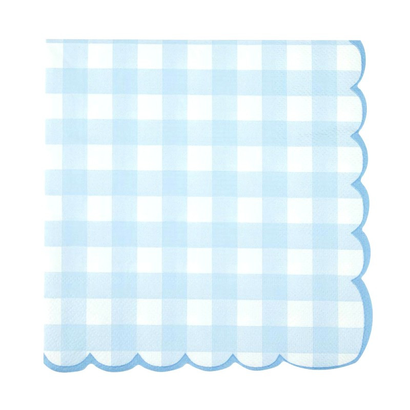 16 SERVIETTES VICHY BLEU