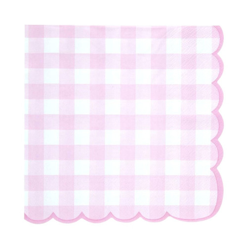 16 SERVIETTES VICHY ROSE