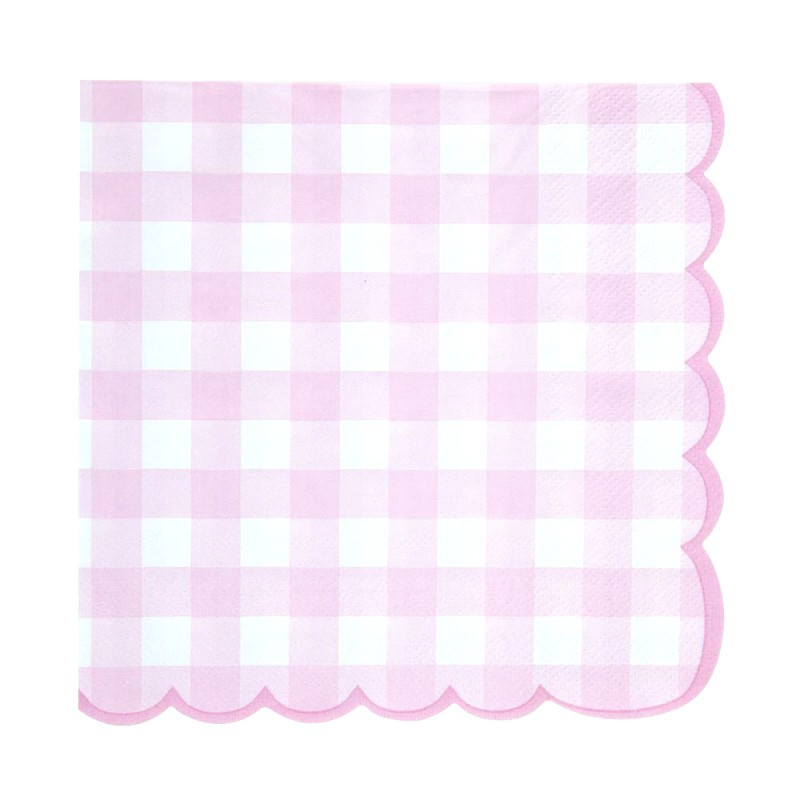 16 SERVIETTES VICHY ROSE