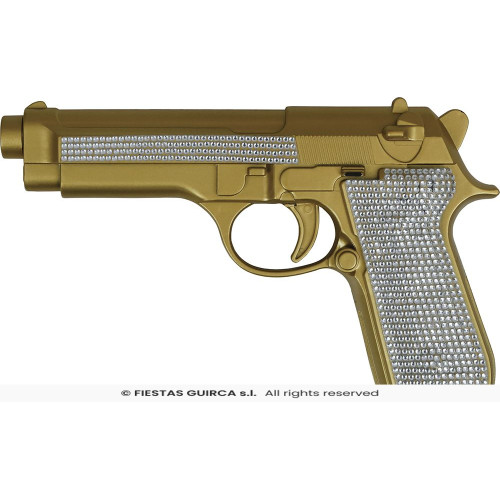 PISTOLET EN OR PAILLETTÉ 25 CM