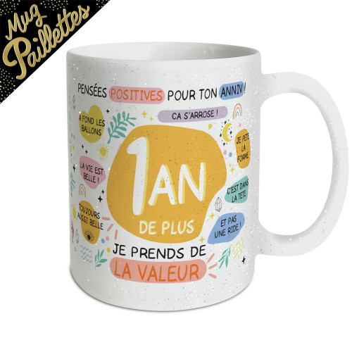 MUG PAILLETTES F ANNIVERSAIRE
