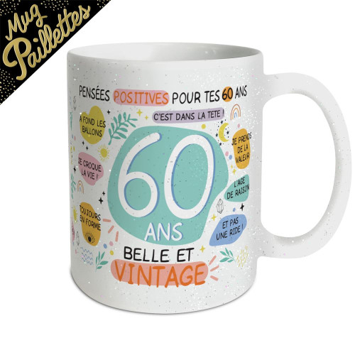MUG PAILLETTES F 60 ANS