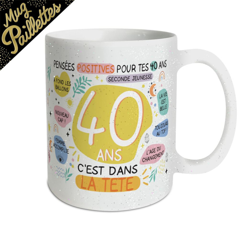 MUG PAILLETTES F 40 ANS