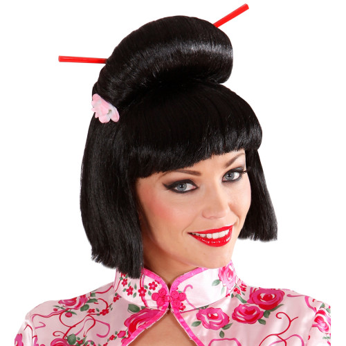 PERRUQUE GEISHA AVEC FLEUR