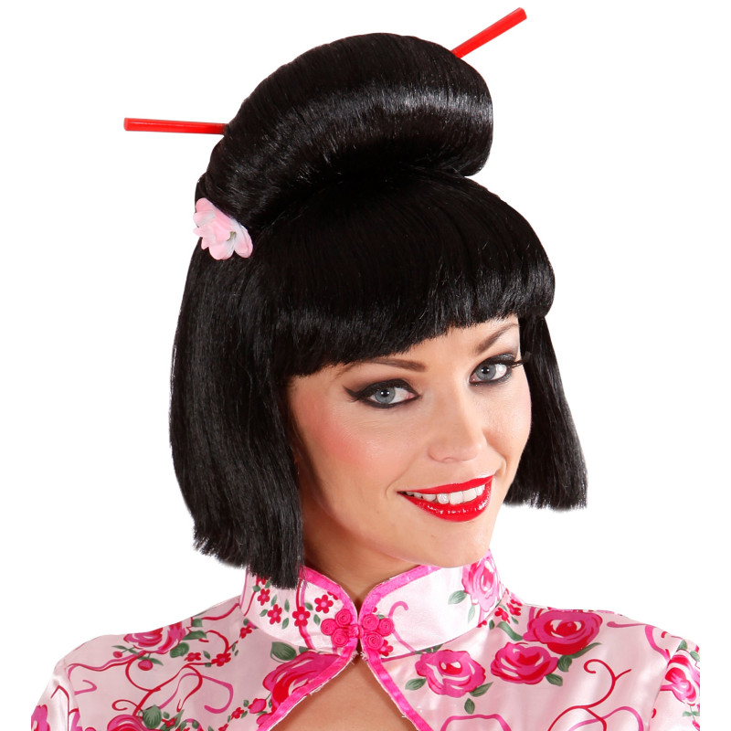 PERRUQUE GEISHA AVEC FLEUR