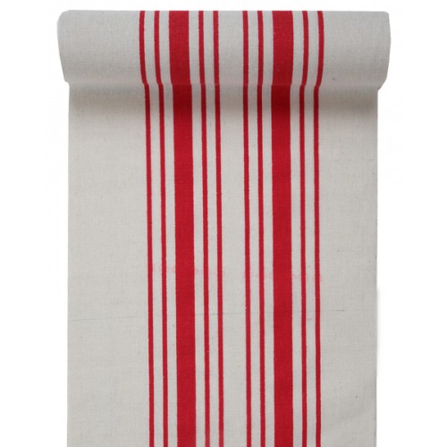 CHEMIN DE TABLE VOILE C?'URS ROUGE 26CMX3M BLANC