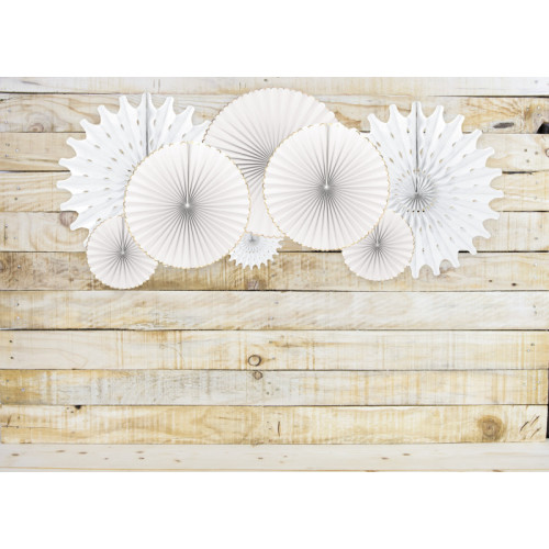 SET DE 3 EVENTAILS BLANC/OR