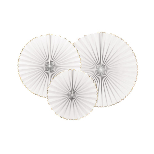 SET DE 3 EVENTAILS BLANC/OR